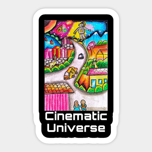 cinematic universe : hitchhikers guide Sticker by valentinewords